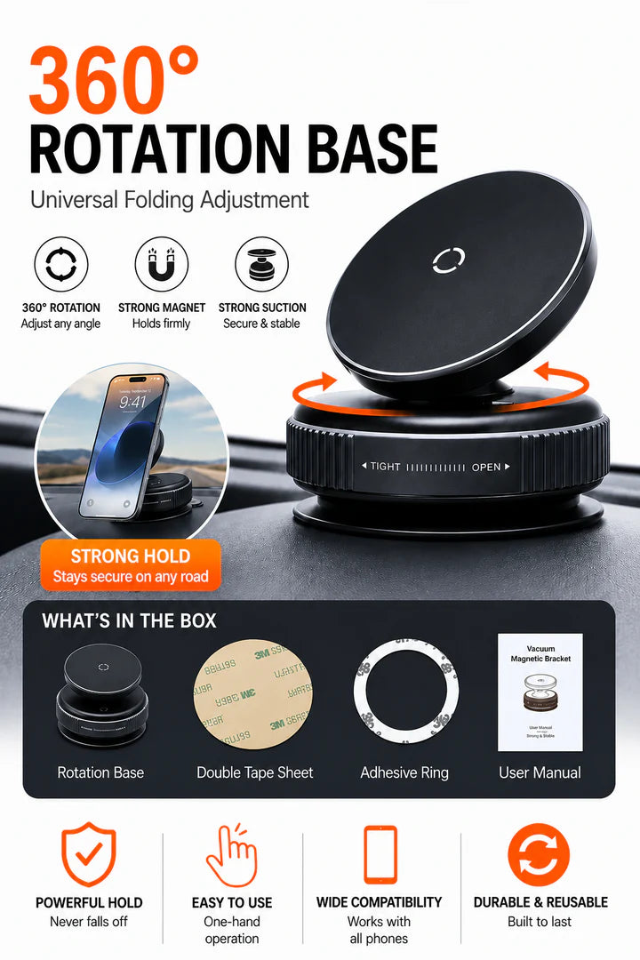 360° Magnetic Car & Desk Phone Stand – Adjustable Foldable Mobile Holder