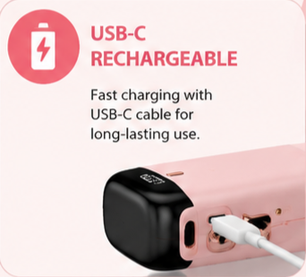 Digital Display Portable Mini Fan 5-in-1 USB-C Rechargeable Handheld Fan with LED Display & Charging Cable (Random Color)