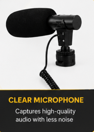 AY-49 Vlogging Kit with LED Light Microphone