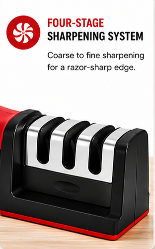 4-in-1 Adjustable Kitchen Knife & Scissor Sharpener – Professional Manual Blade Sharpening Tool