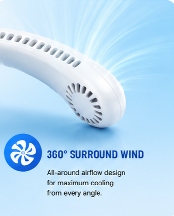 Rechargeable Portable Neck Fan – Hands-Free USB Cooling Fan for Indoor & Outdoor Use