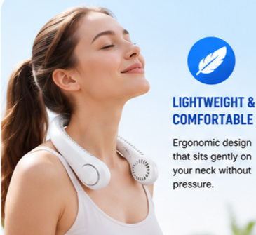 Rechargeable Portable Neck Fan – Hands-Free USB Cooling Fan for Indoor & Outdoor Use