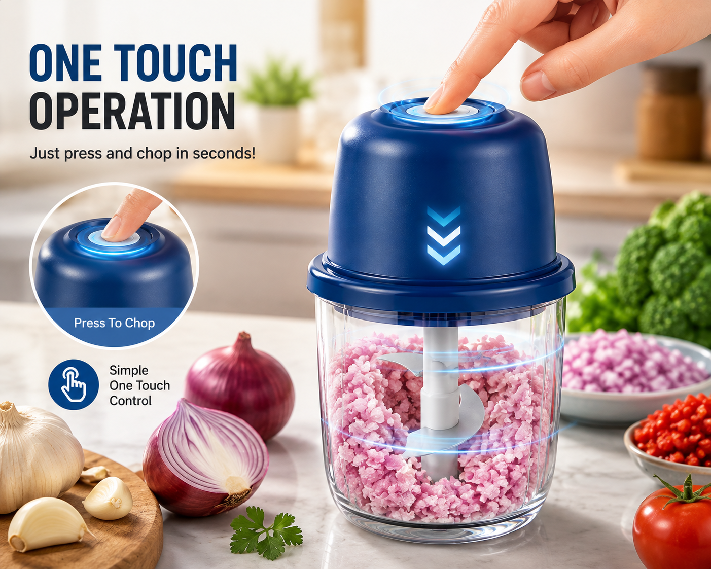 Mini Electric Food Chopper | Fast Vegetable & Onion Cutter