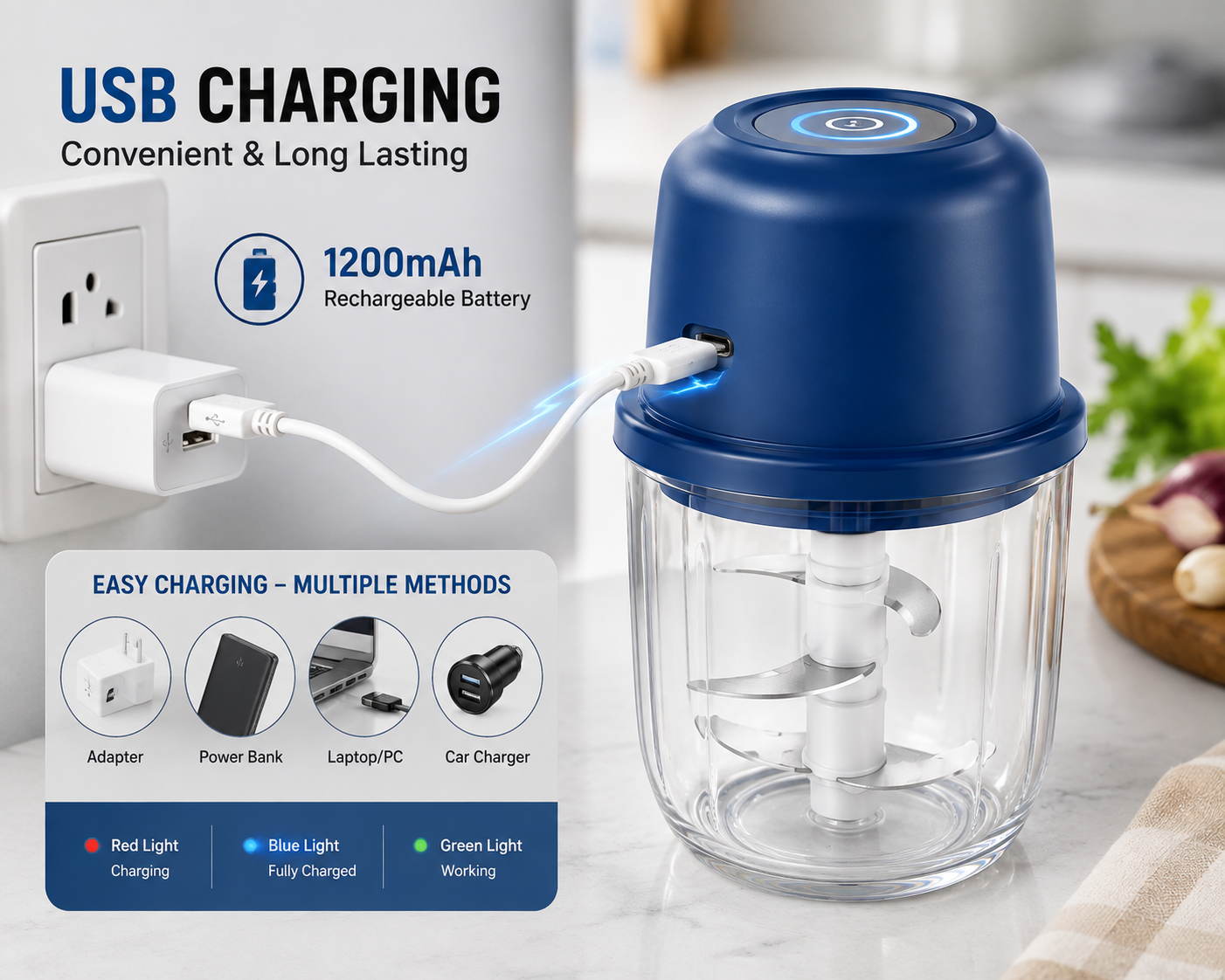 Mini Electric Food Chopper | Fast Vegetable & Onion Cutter