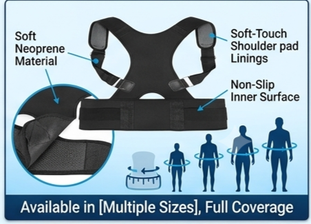 Adjustable Magnetic Posture Corrector Back Support Belt