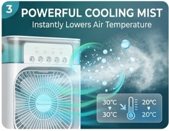 Portable Mini Air Cooler Fan with LED Lights