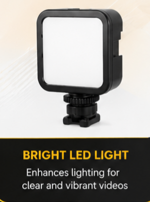 AY-49 Vlogging Kit with LED Light Microphone