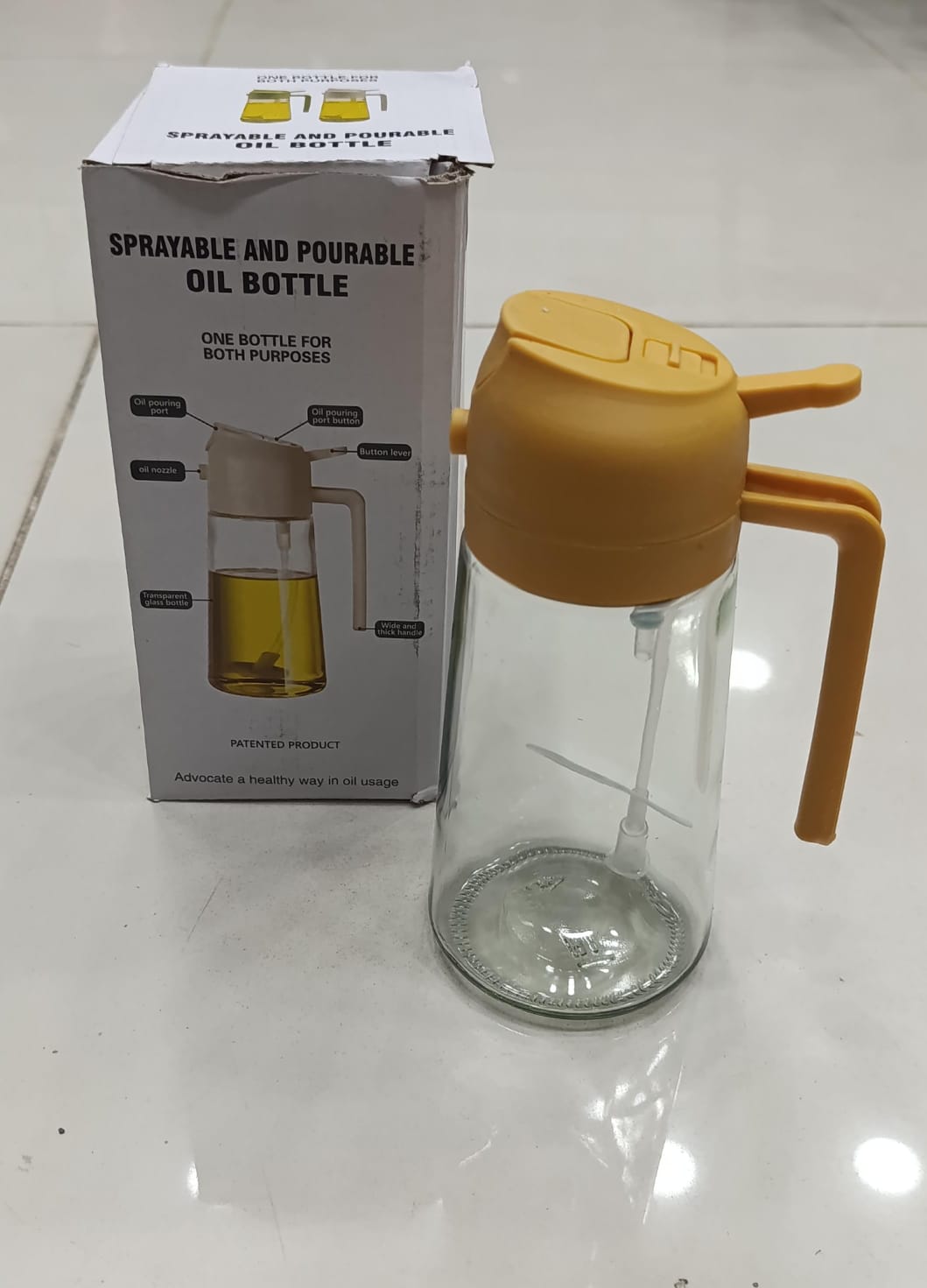 2-in-1 Oil Spray Bottle for Cooking | Olive Oil Sprayer & Dispenser