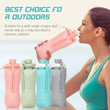Collapsible Silicone Water Bottle | BPA-Free Leakproof Foldable Travel Water Bottle